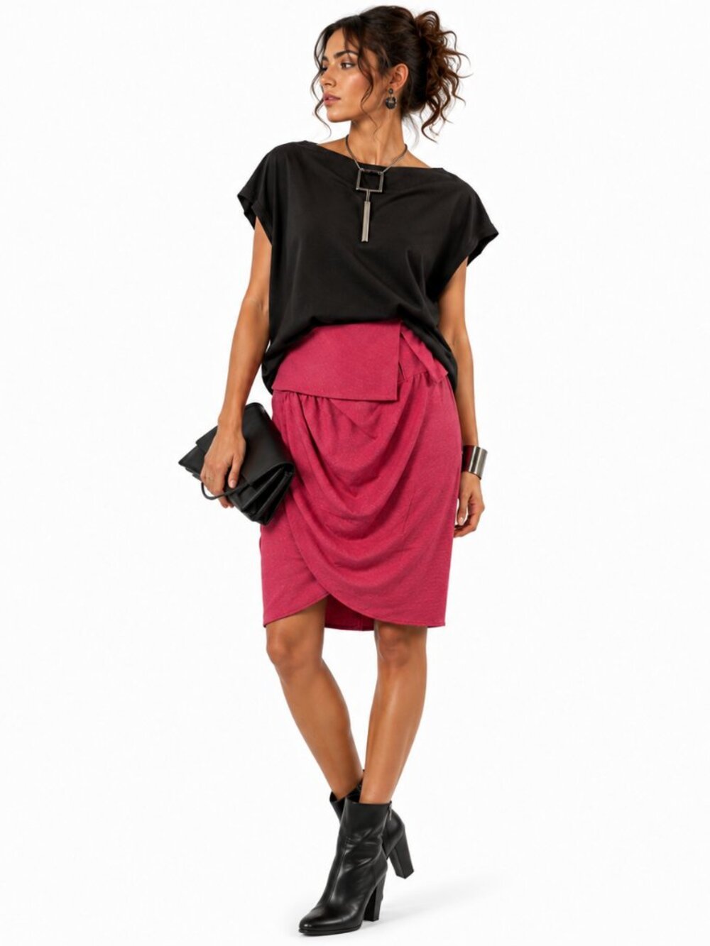 Birgitte Herskind Wrap Skirt Womens 30 Pink Viscose Draped Asymmetrical Danish